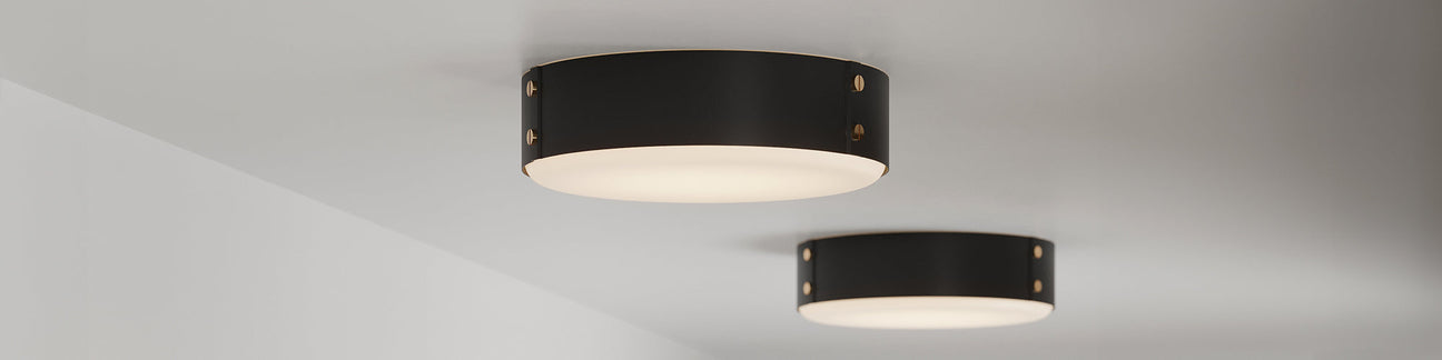 Two Oscar LED Flush Mount Ceiling Lights in Black finish