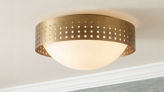Egan Medium Flush Mount 14", in Vintage Brass