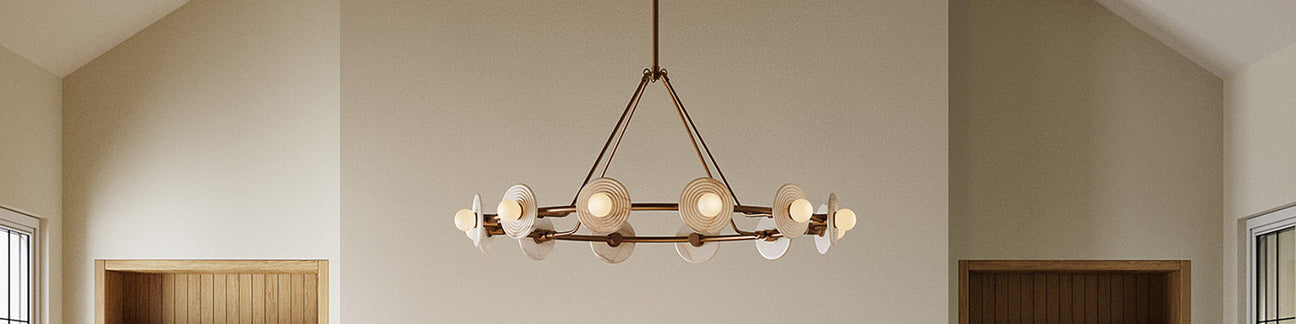 Shop our Fall Favorites Lighting Sale and enjoy 15% off select styles, like the Banks 40" chandelier in French Blue.