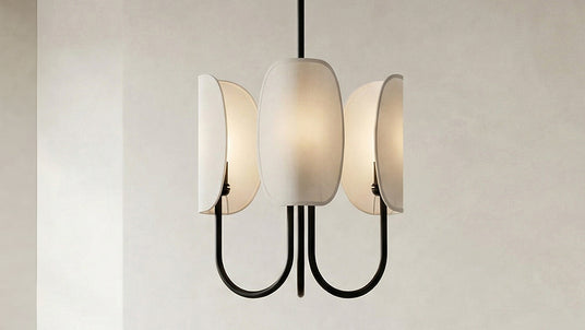 Nico 3 Light in Black with Fabric Shade