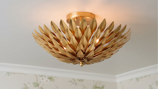 Botanical Inspired Ceiling Light - the Alysa in Antique Gold
