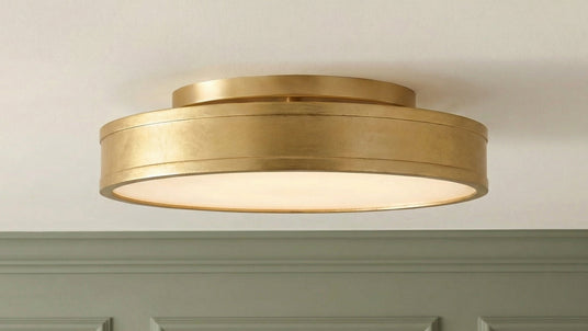 Merton round LED flush mount in gilded brass
