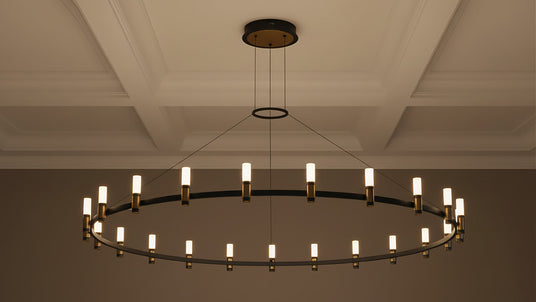 Roscoe 21 Light LED Chandelier 60", Black and Brass