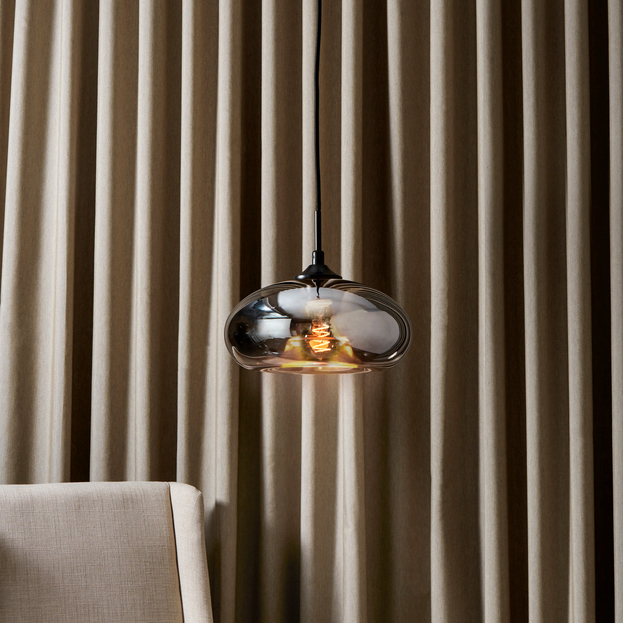 Greenwood Pendant 11" with Mirrored Smoke Glass
