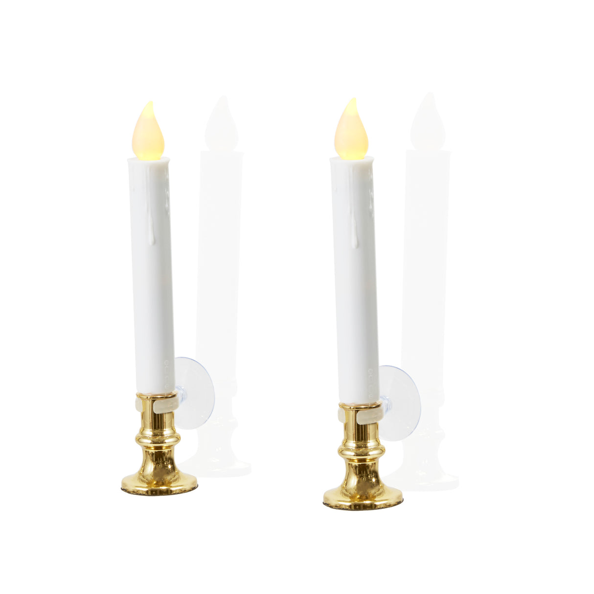 White 7" Flameless Resin Taper Candles with Gold Bases, Set of 8