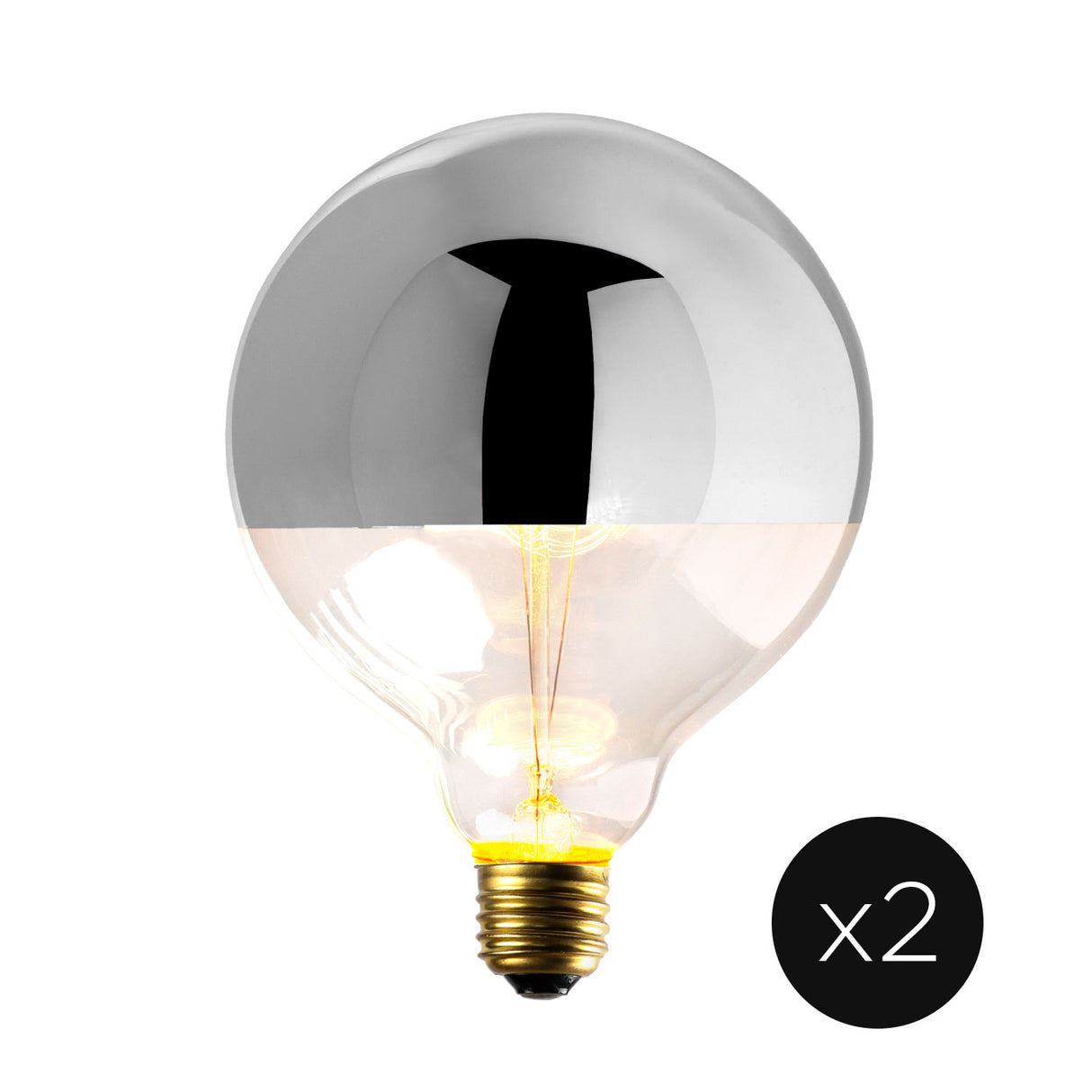 Silver-Tipped G40 Incandescent Bulbs, 40W (E26) - Set of 2