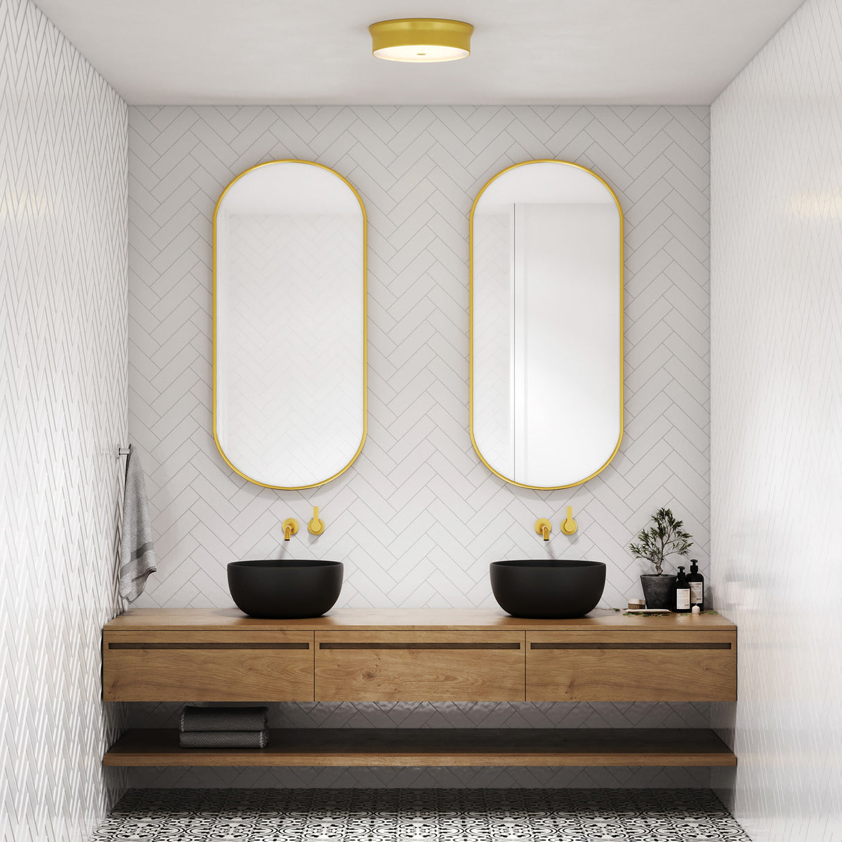 Open Box Abbey 12" LED Flush Mount, Aged Brass