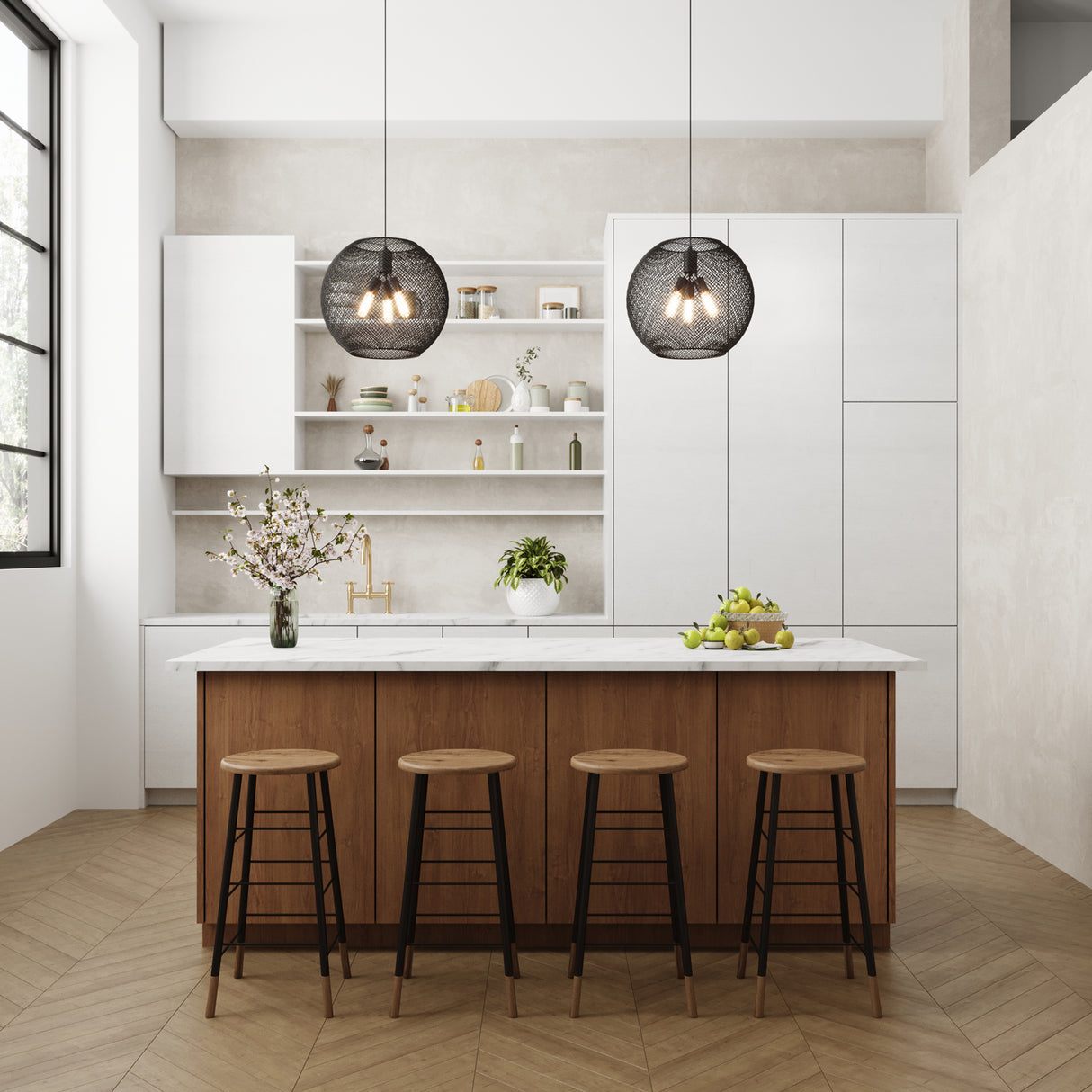 Bergen Globe Pendant 20", Matte Black