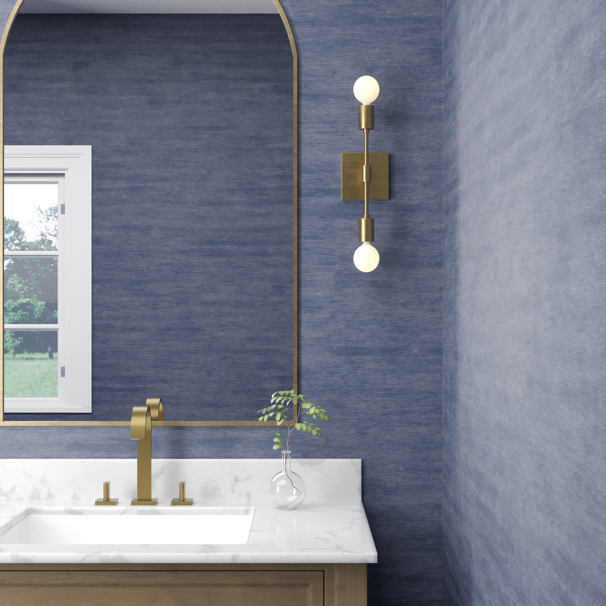 Prospect 2 Light Wall Sconce, Aged Brass
