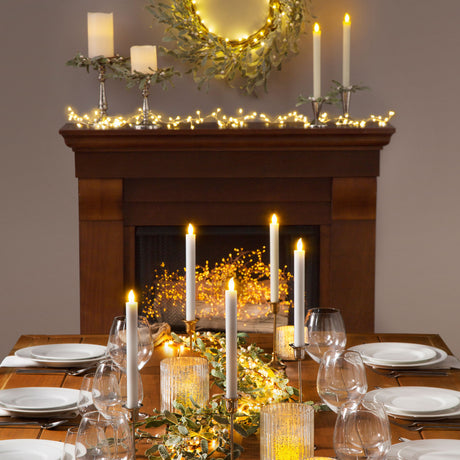 Frosted Mistletoe Taper Candle Rings, Set of 4
