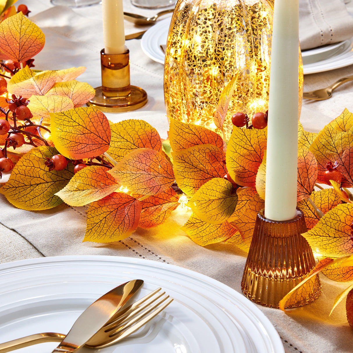 Lucida Reversible Amber Candle Holders, Set of 4