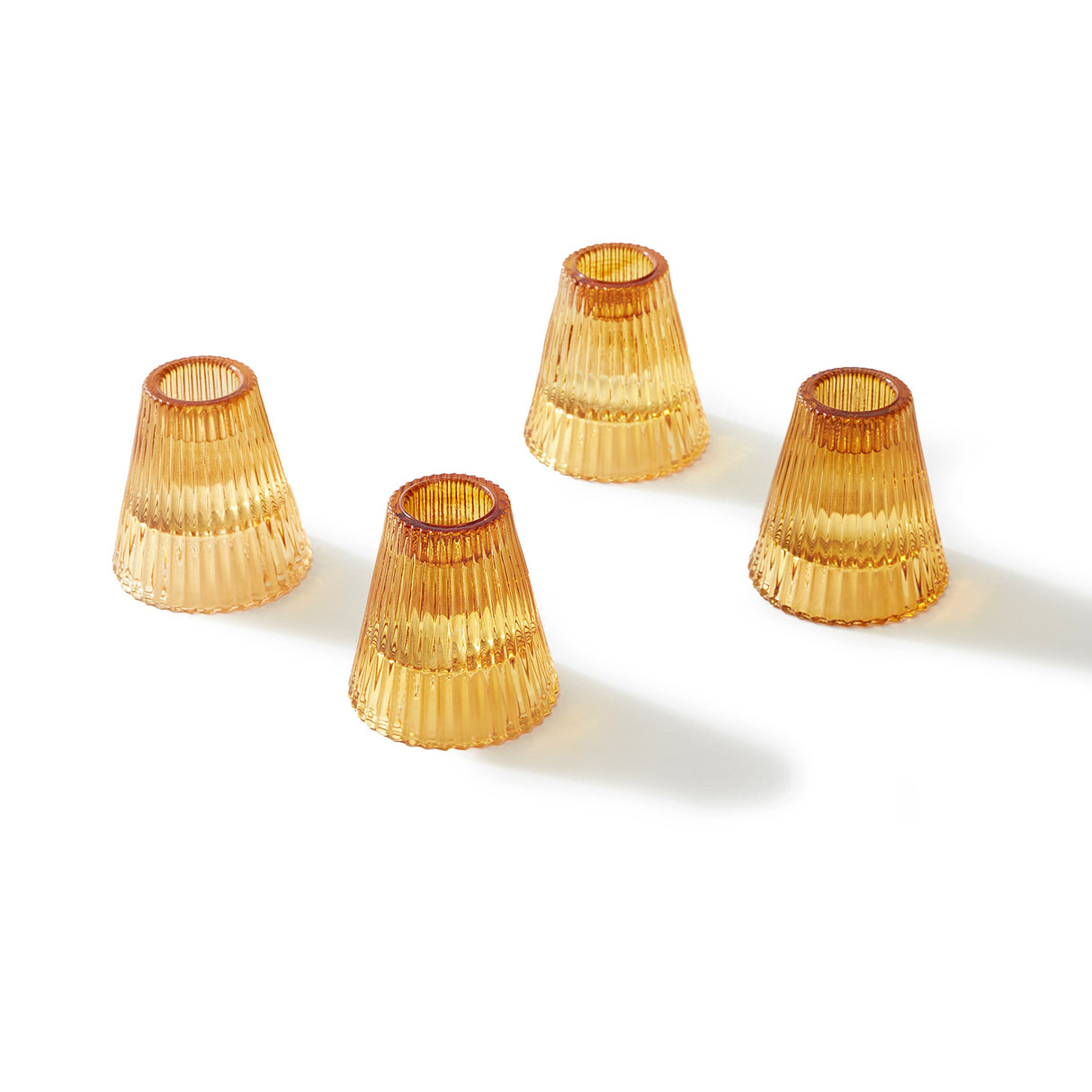 Lucida Reversible Amber Candle Holders, Set of 4