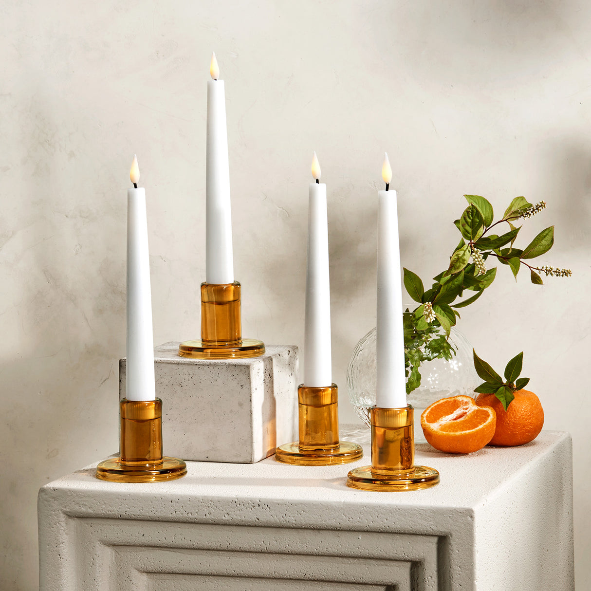 Infinity Wick White 7" Taper Candles, Set of 4