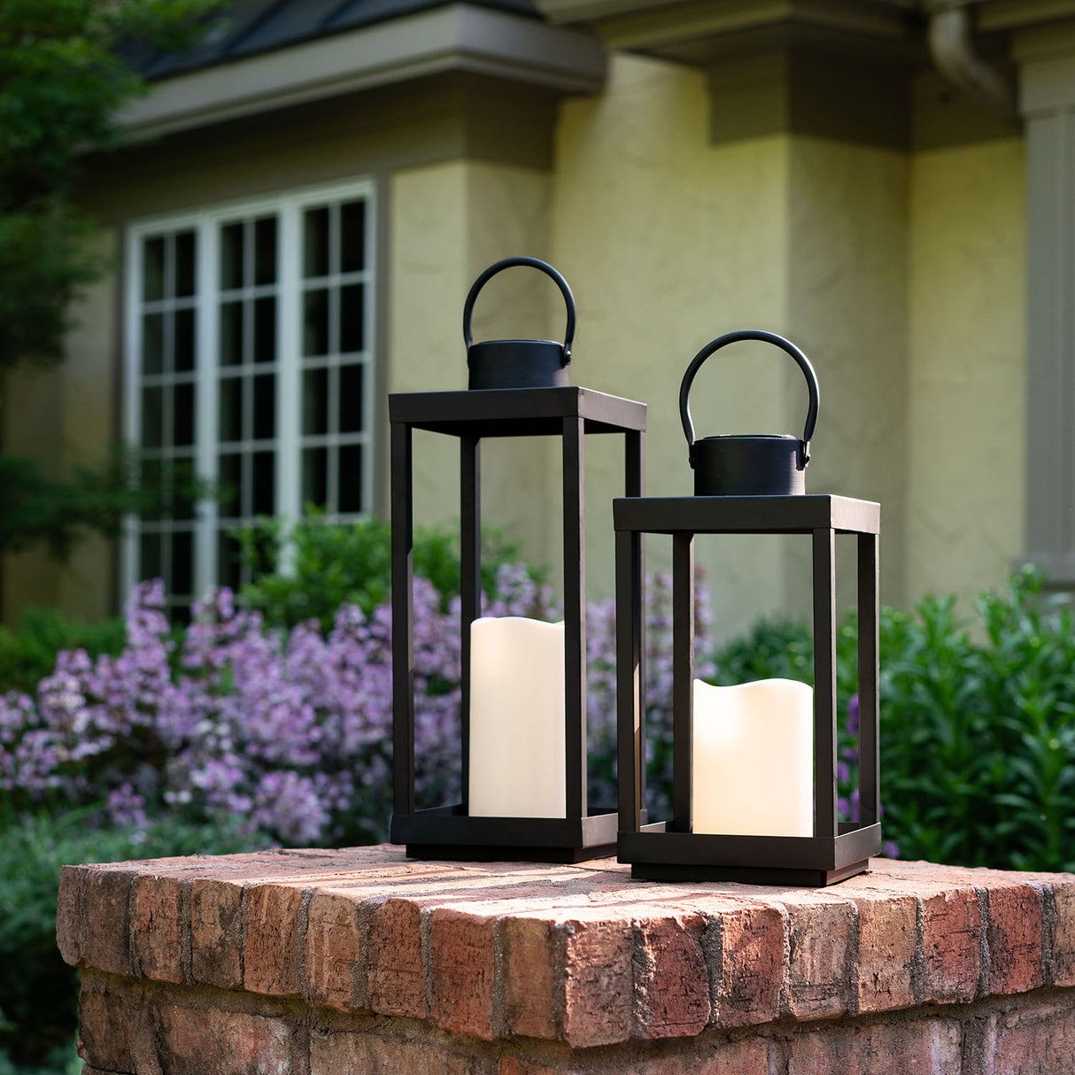 Open Box Velo Metal Lantern with Solar LED Candle, Medium
