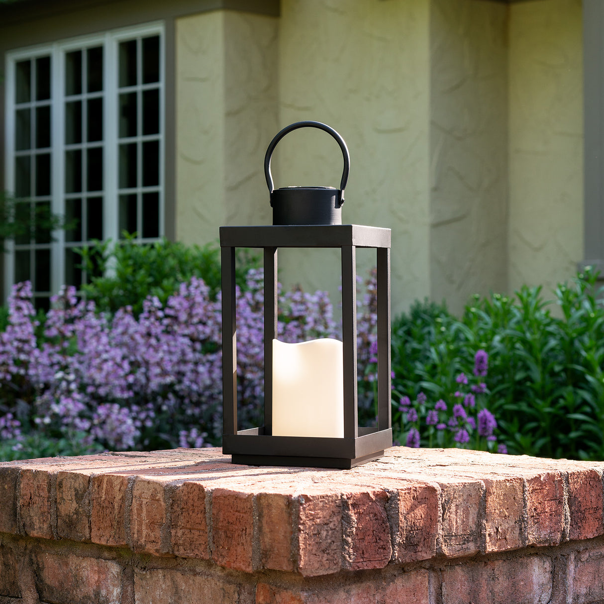 Open Box Velo Metal Lantern with Solar LED Candle, Medium
