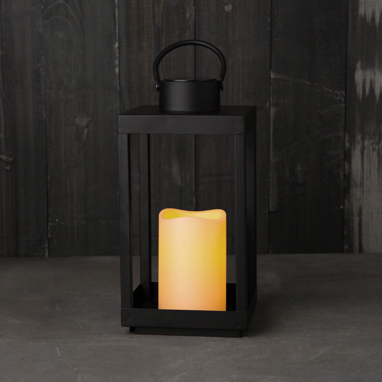 Open Box Velo Metal Lantern with Solar LED Candle, Medium