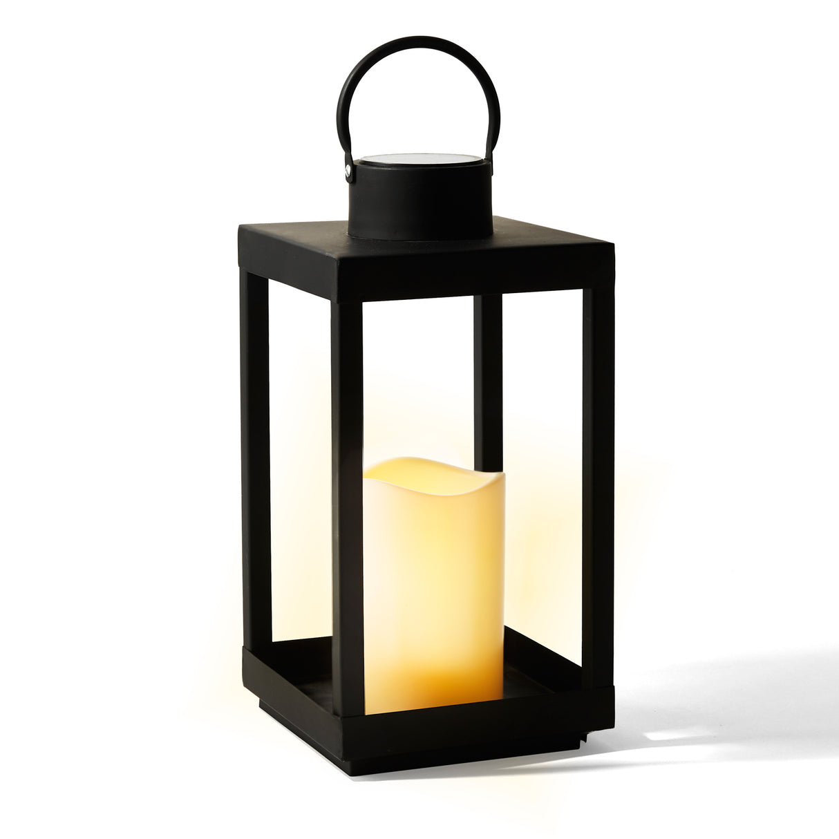 Open Box Velo Metal Lantern with Solar LED Candle, Medium