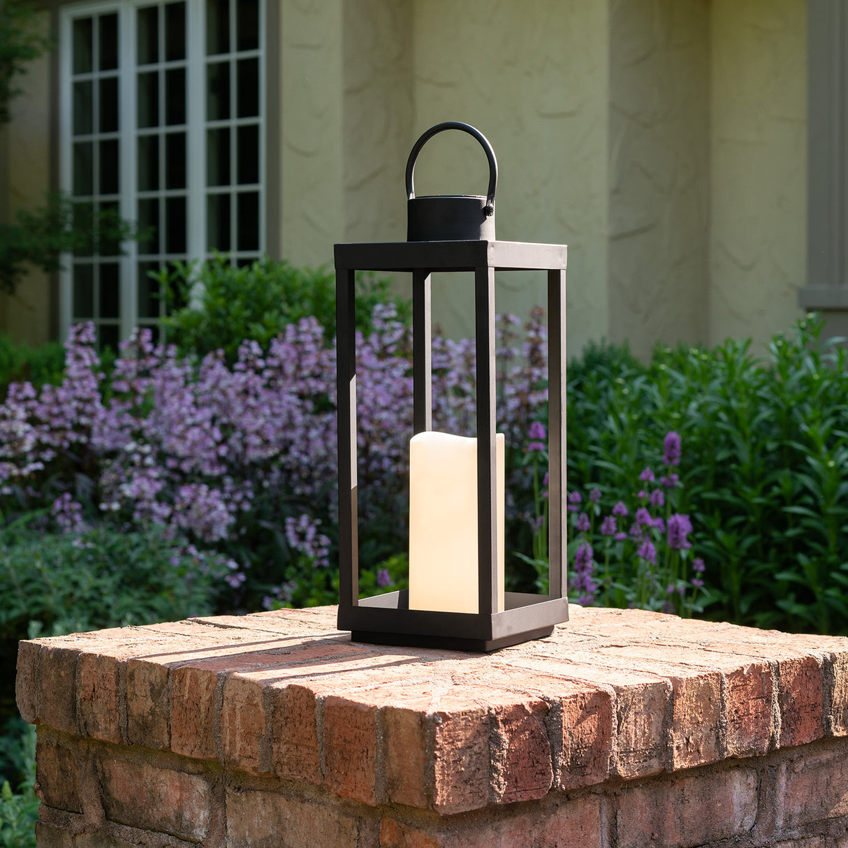 Open Box Velo Metal Lantern with Solar LED Candle, Large