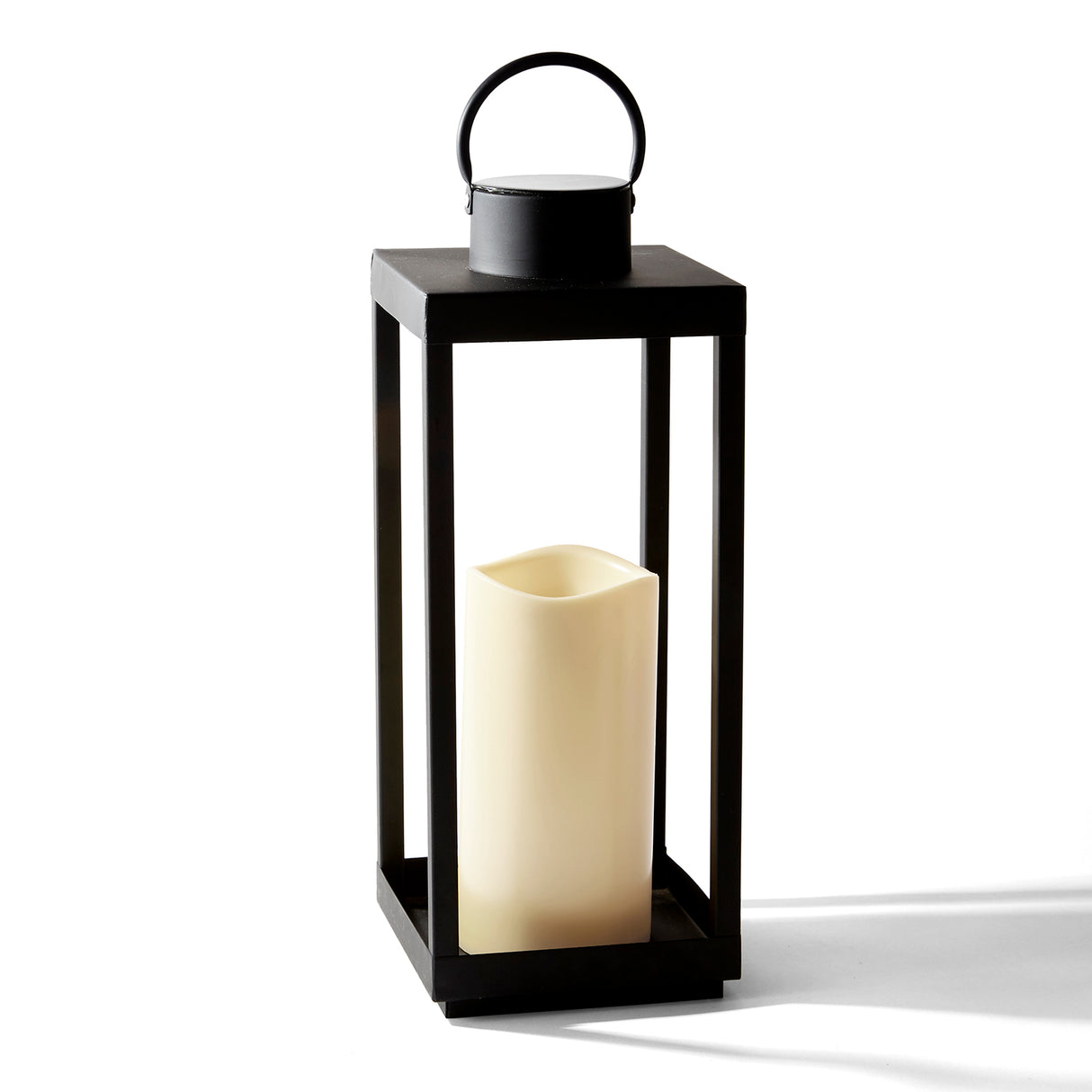Open Box Velo Metal Lantern with Solar LED Candle, Large