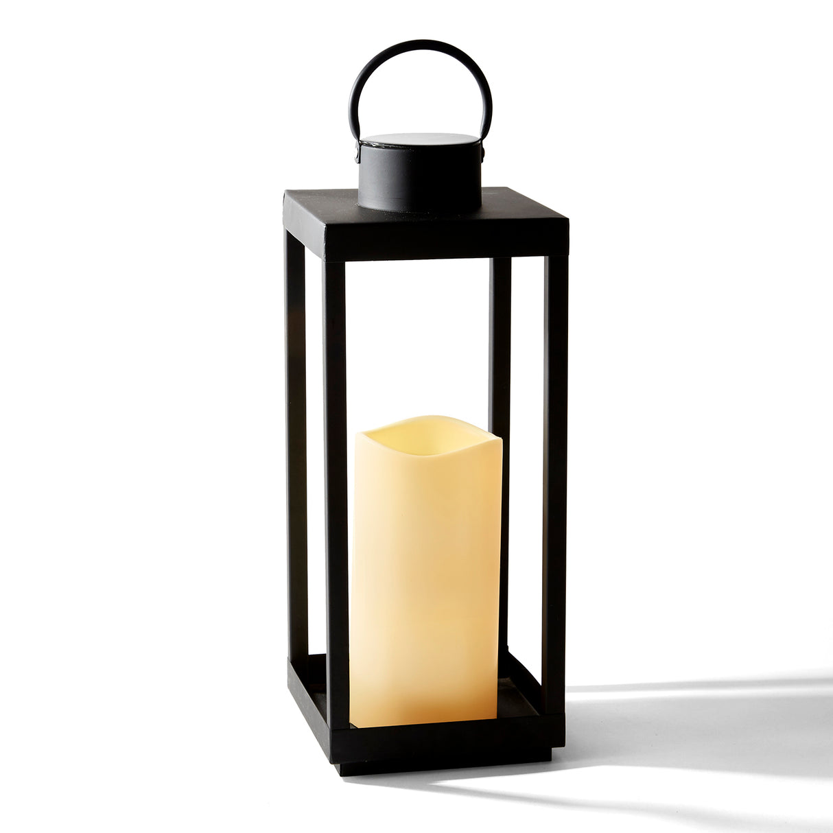 Open Box Velo Metal Lantern with Solar LED Candle, Large