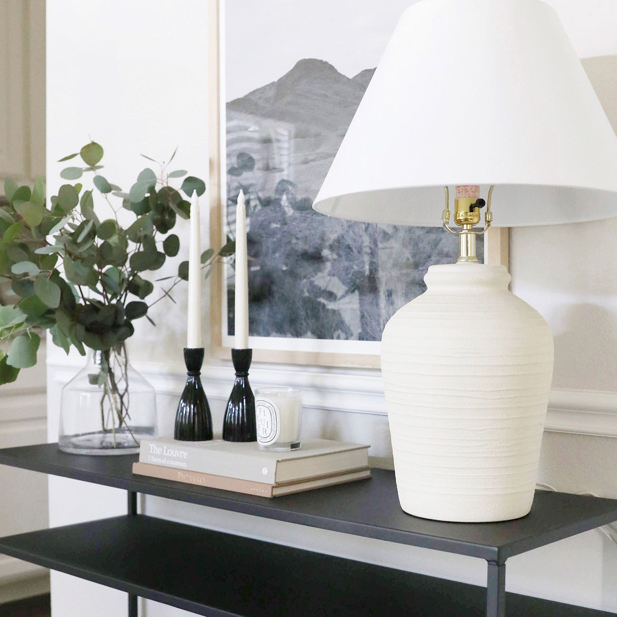 Cecilia Medium Candle Holders in Opal Black, Set of 2