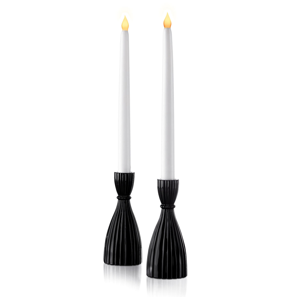 Cecilia Medium Candle Holders in Opal Black, Set of 2