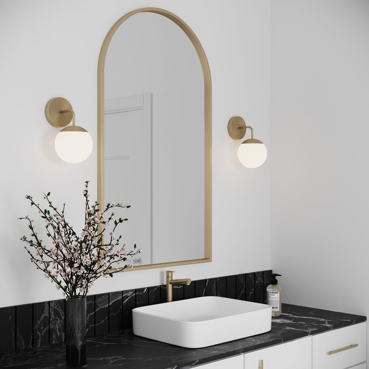 Castell Single Globe Vanity Light, Aged Brass