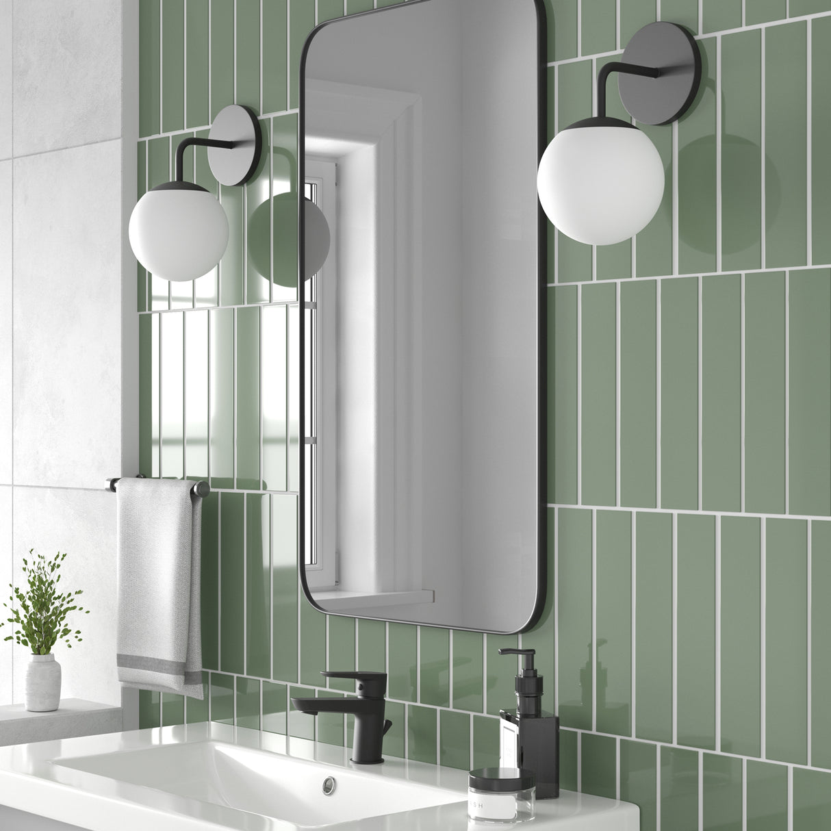 Castell Single Globe Vanity Light, Matte Black