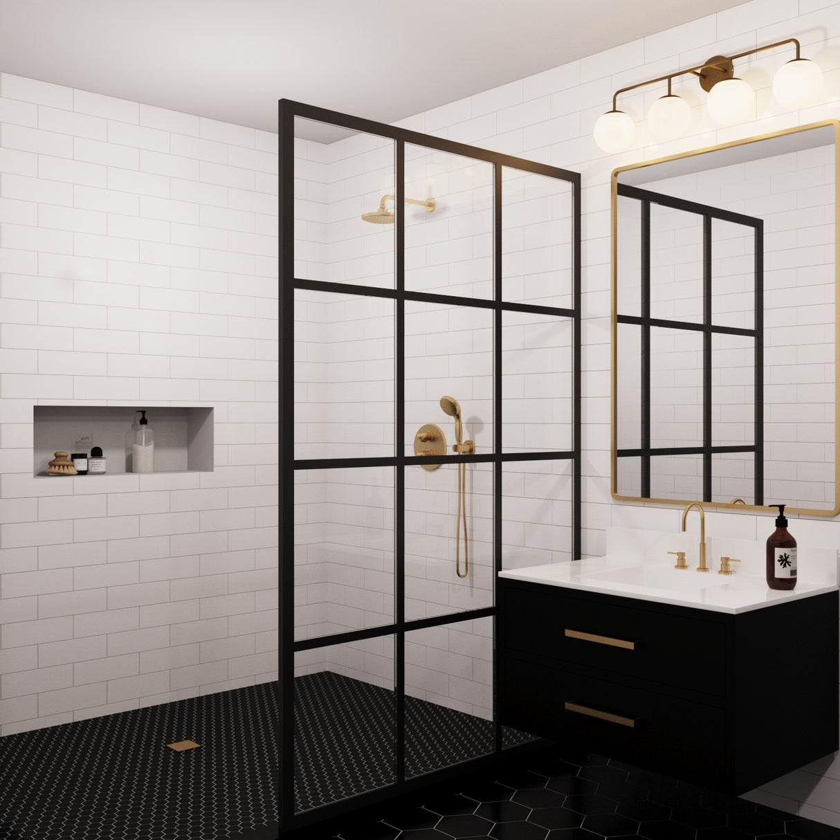 Castell 4 Globe Vanity, Aged Brass