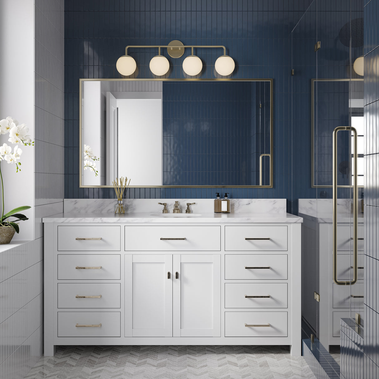Castell 4 Globe Vanity, Aged Brass