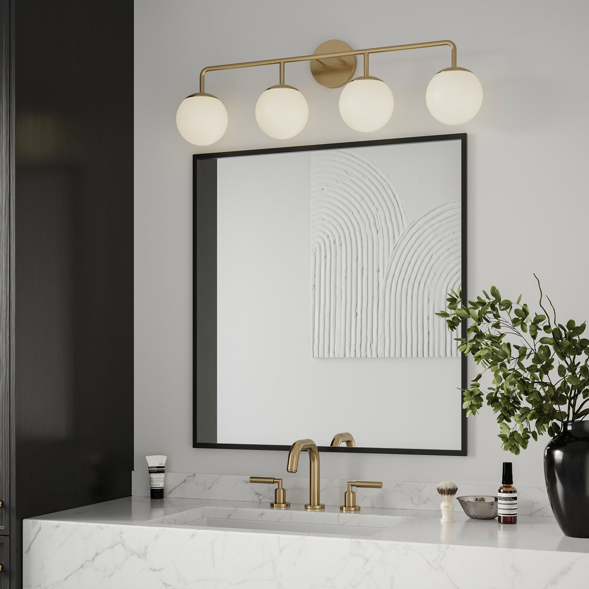 Castell 4 Globe Vanity, Aged Brass