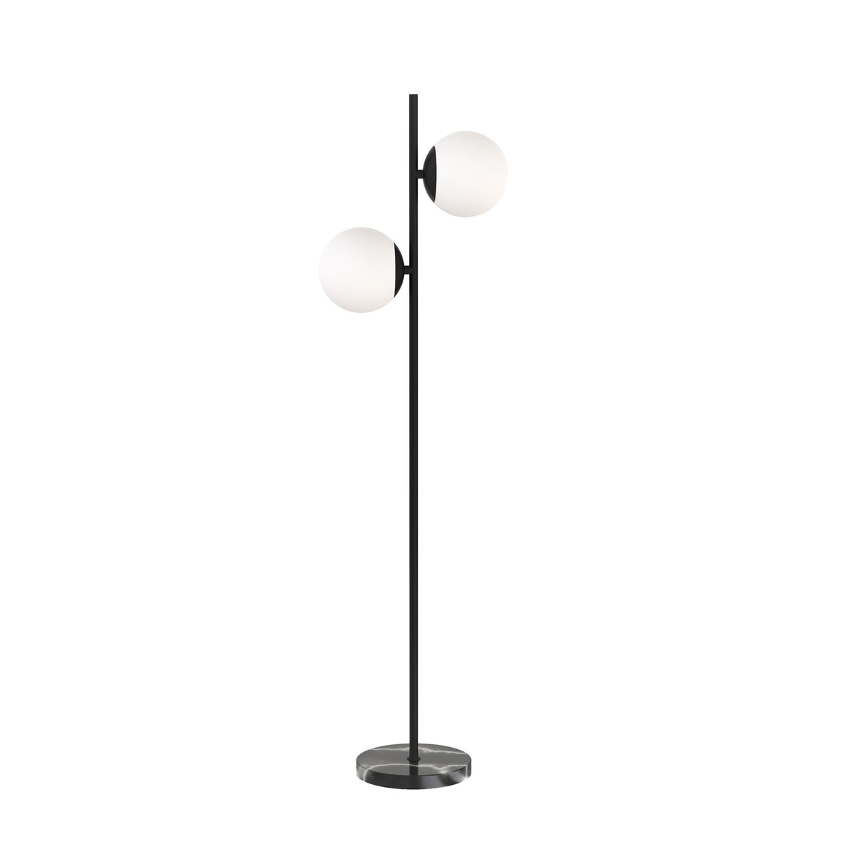 Open Box Castell 2 Globe LED Floor Lamp, Matte Black