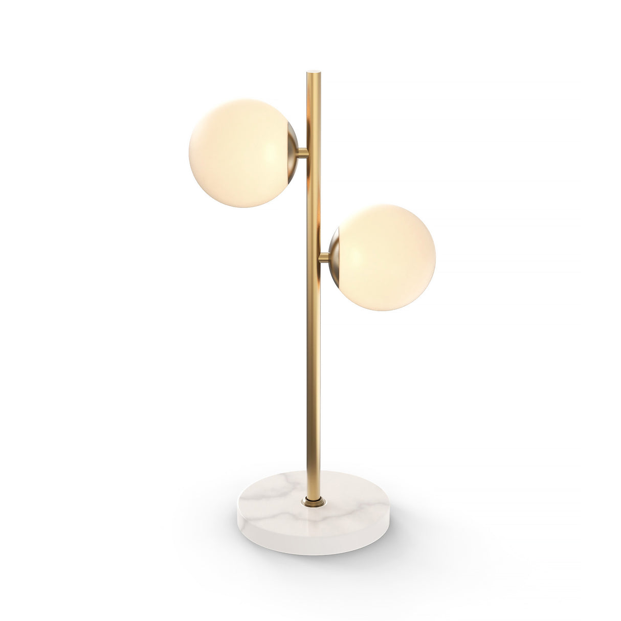 Castell 2 Globe Table Lamp, Aged Brass