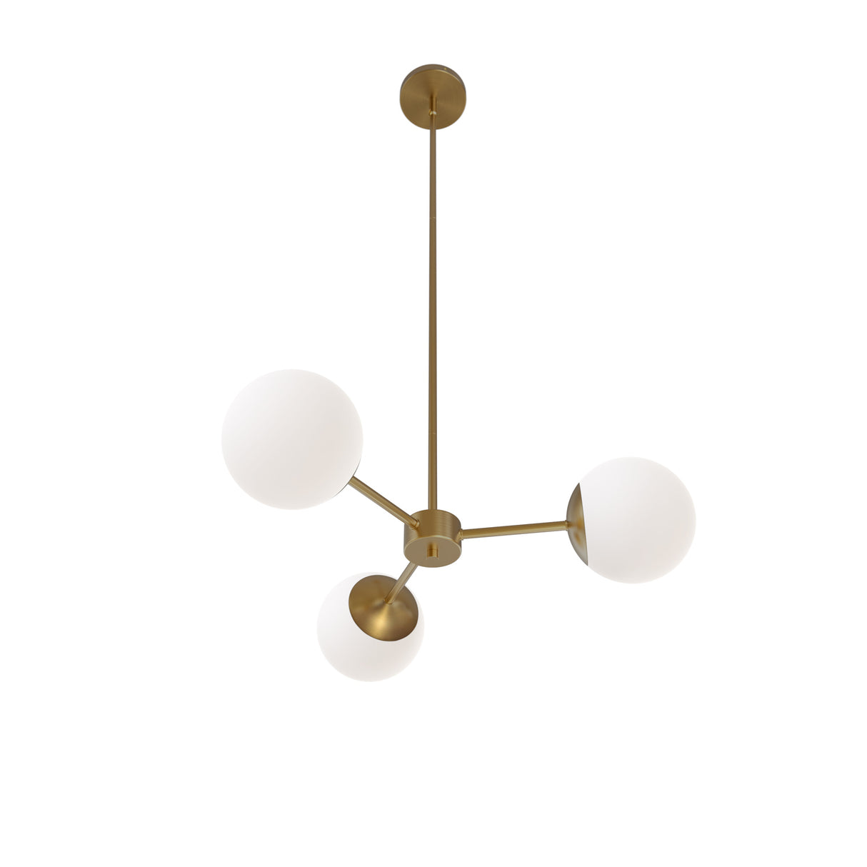 Castell 3 Globe Pendant 22.5", Aged Brass