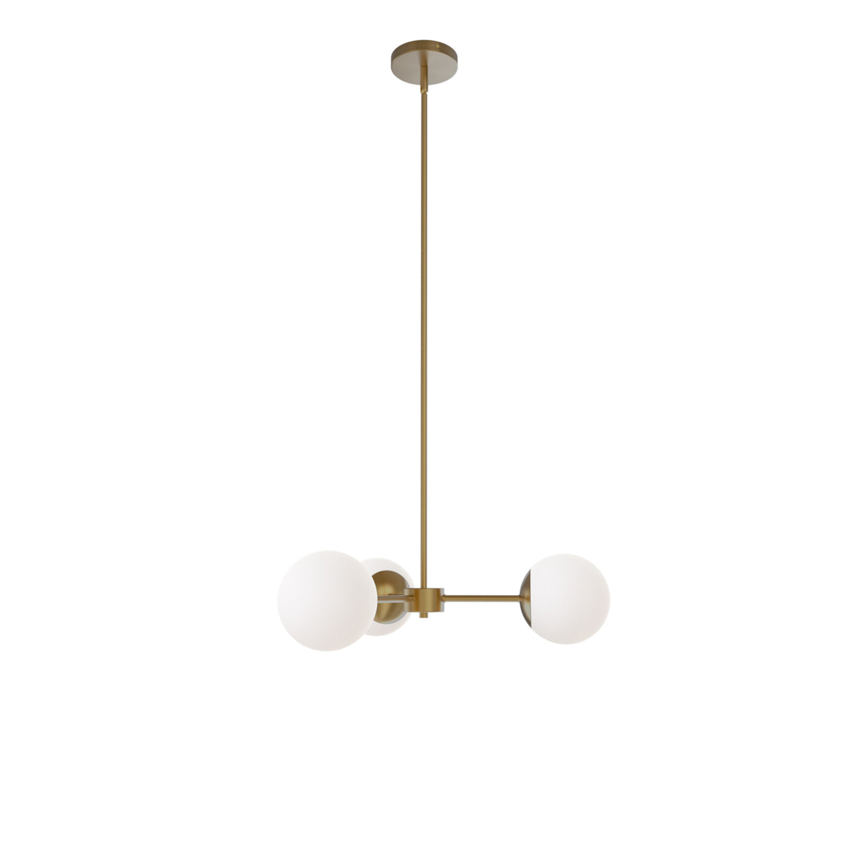 Castell 3 Globe Pendant 22.5", Aged Brass