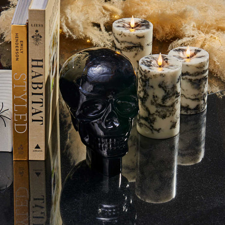 Infinity Wick Marble Pillar Candles, 3" Multipack, Set of 3