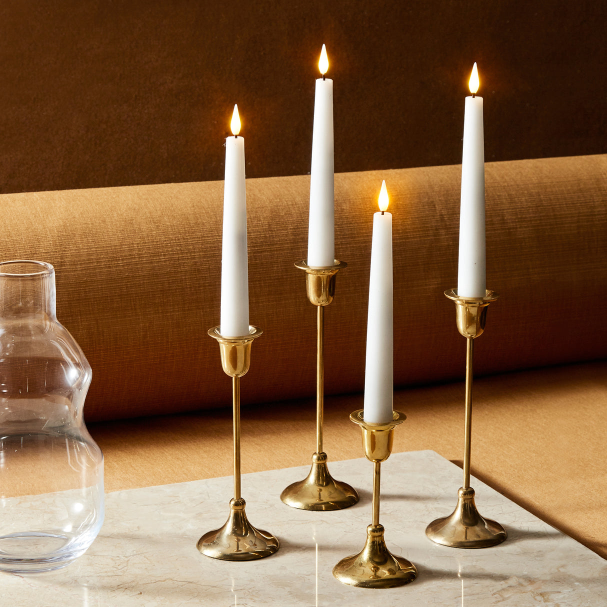 Infinity Wick White 7" Taper Candles, Set of 4