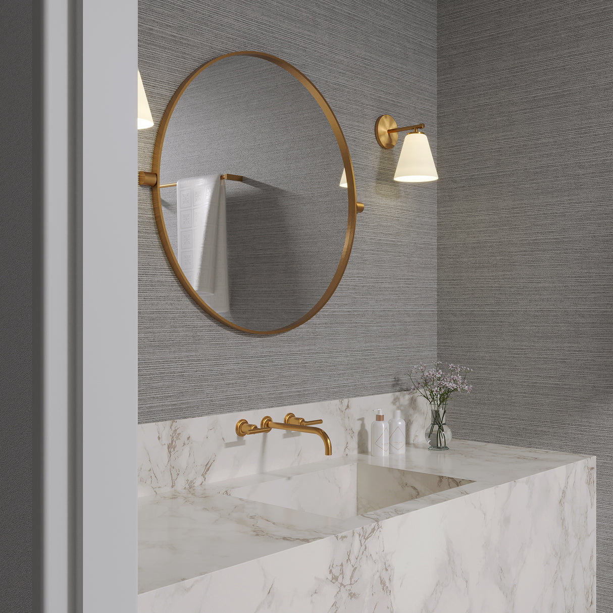 Open Box Carlisle Vanity Wall Sconce, Brushed Brass with Opal Glass