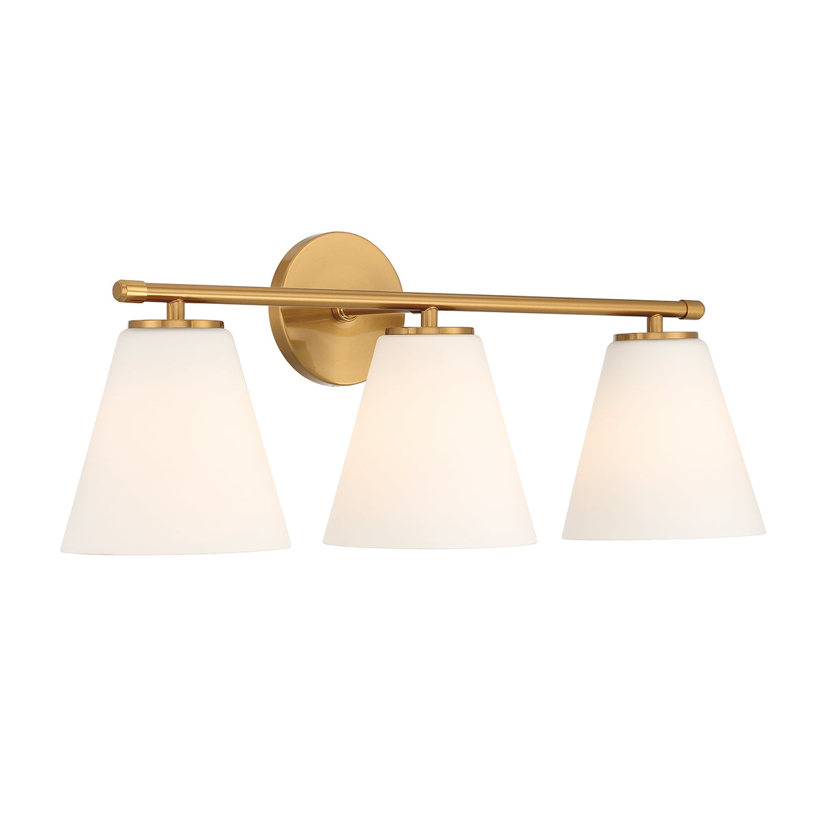 Open Box Carlisle 3 Light Vanity, Brushed Brass with Opal Glass