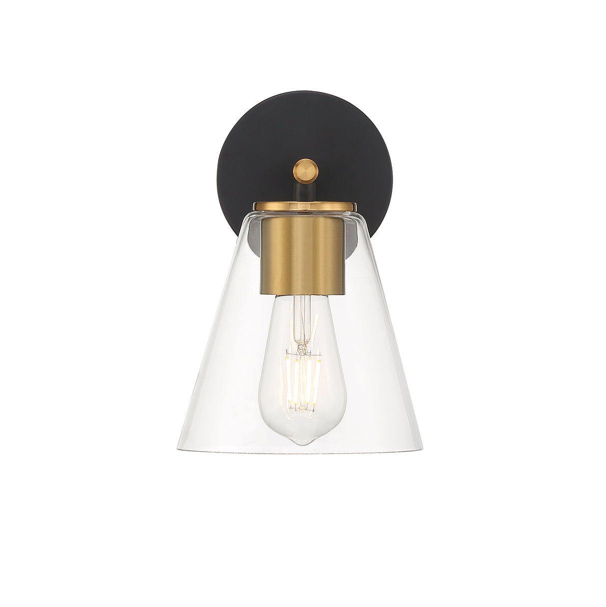 Carlisle Vanity Wall Sconce, Matte Black and Brushed Brass