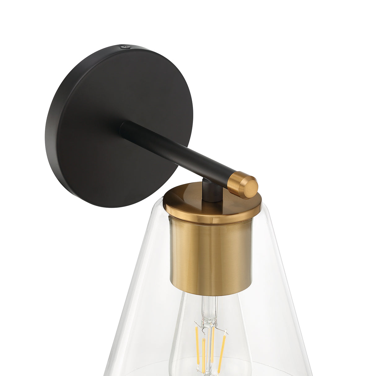 Carlisle Vanity Wall Sconce, Matte Black and Brushed Brass