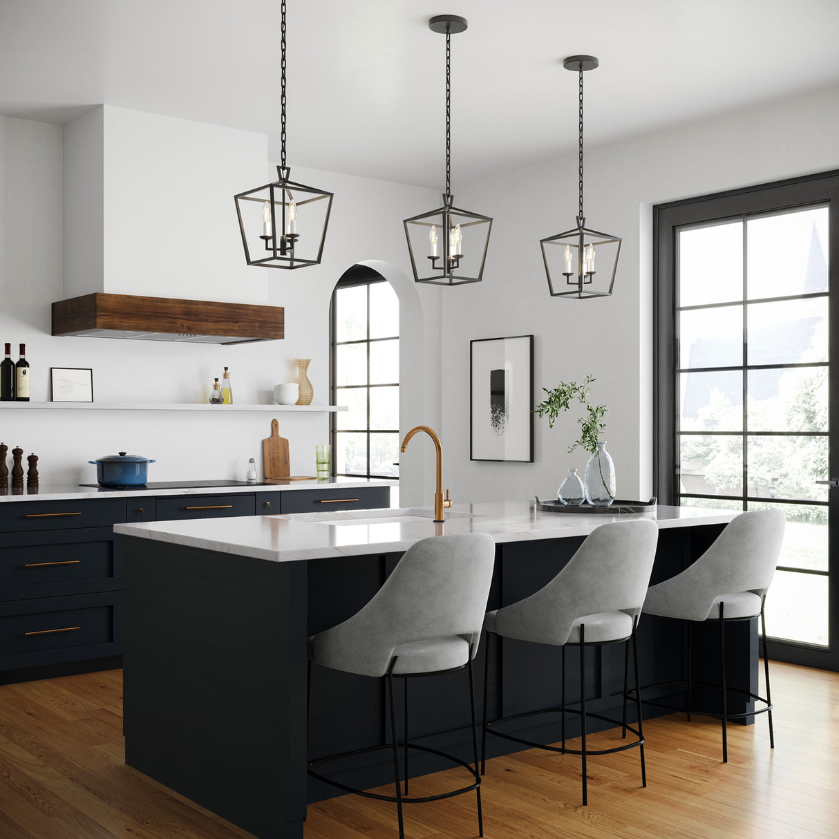 Anover Small Lantern Pendant 9.5", Matte Black