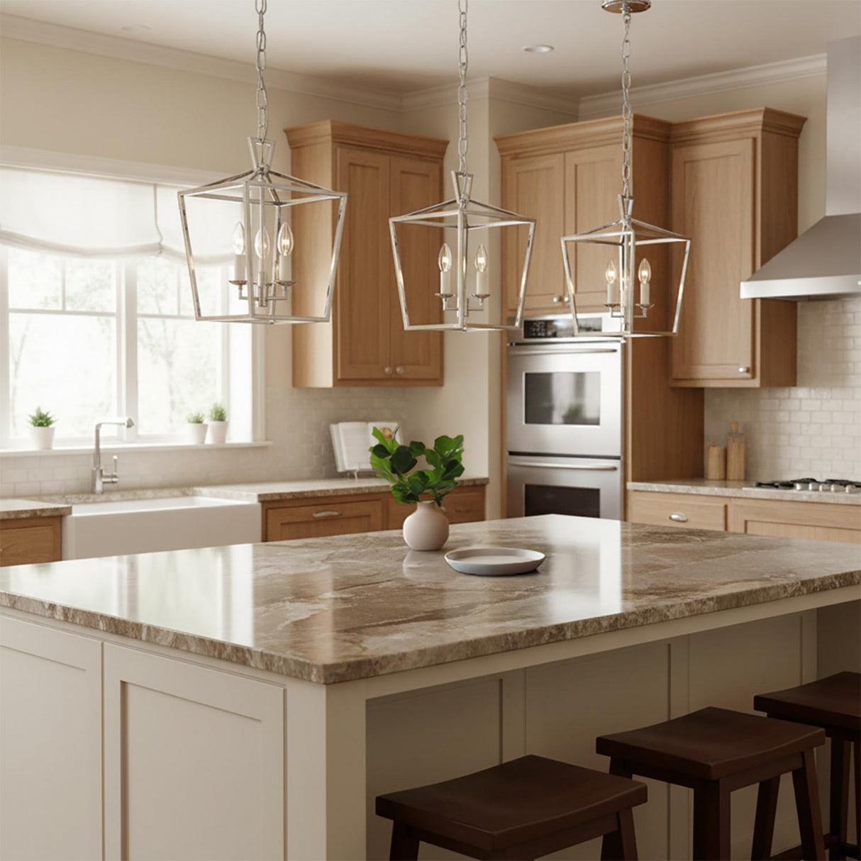 Anover Small Lantern Pendant 9.5", Polished Nickel