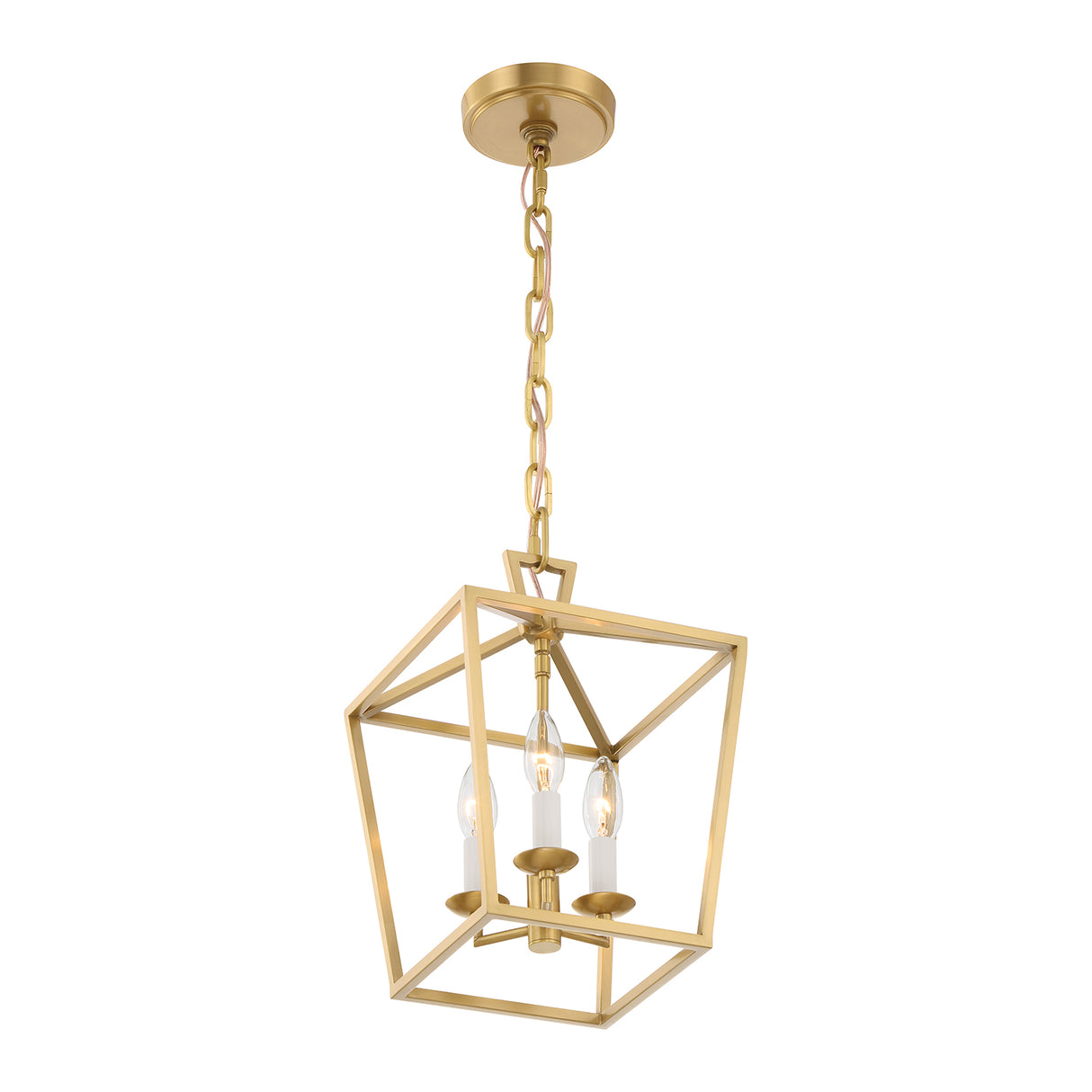 Anover Small Lantern Pendant 9.5", Satin Brass