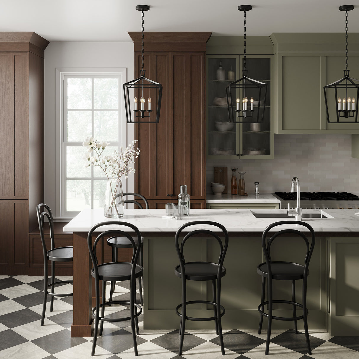 Anover Medium Lantern Pendant 13", Matte Black