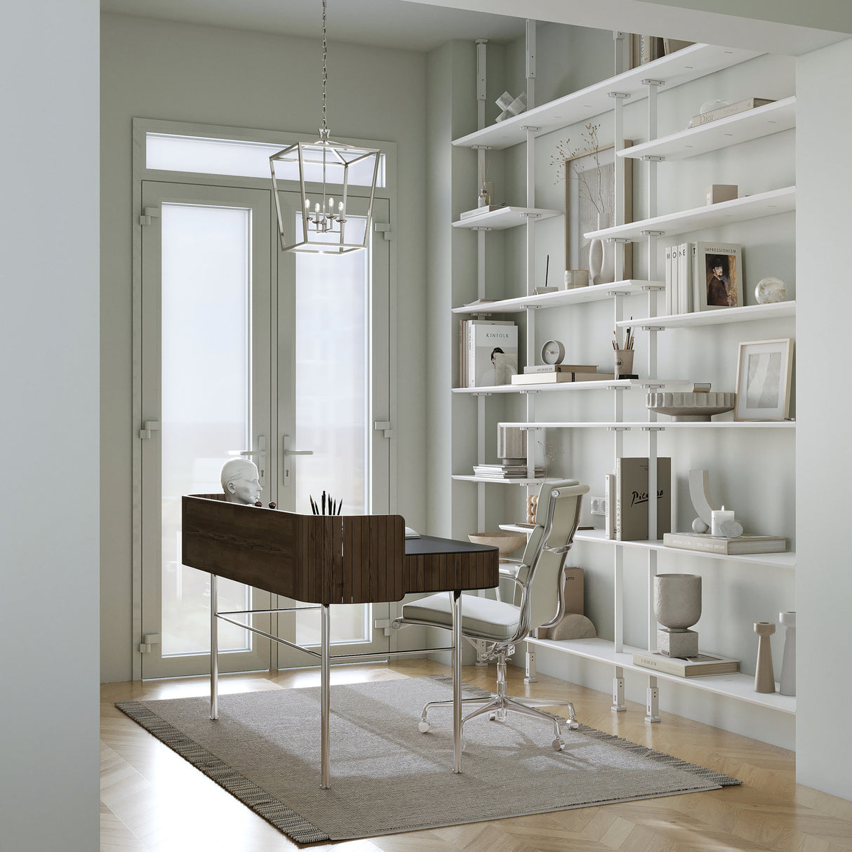 Anover Medium Lantern Pendant 13", Polished Nickel