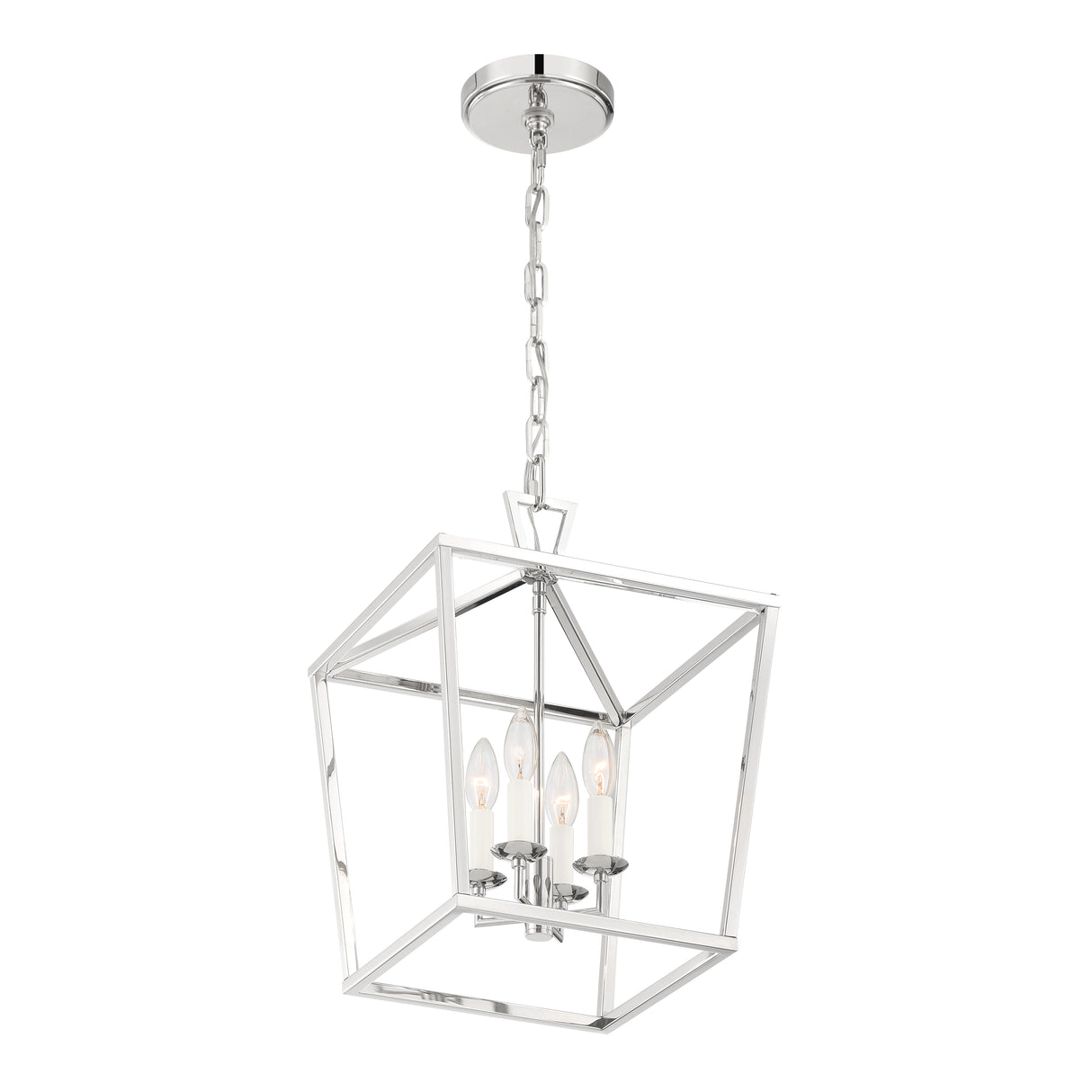 Anover Medium Lantern Pendant 13", Polished Nickel