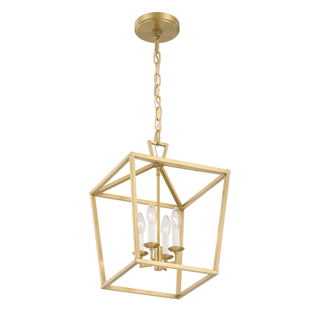 Anover Medium Lantern Pendant 13", Satin Brass