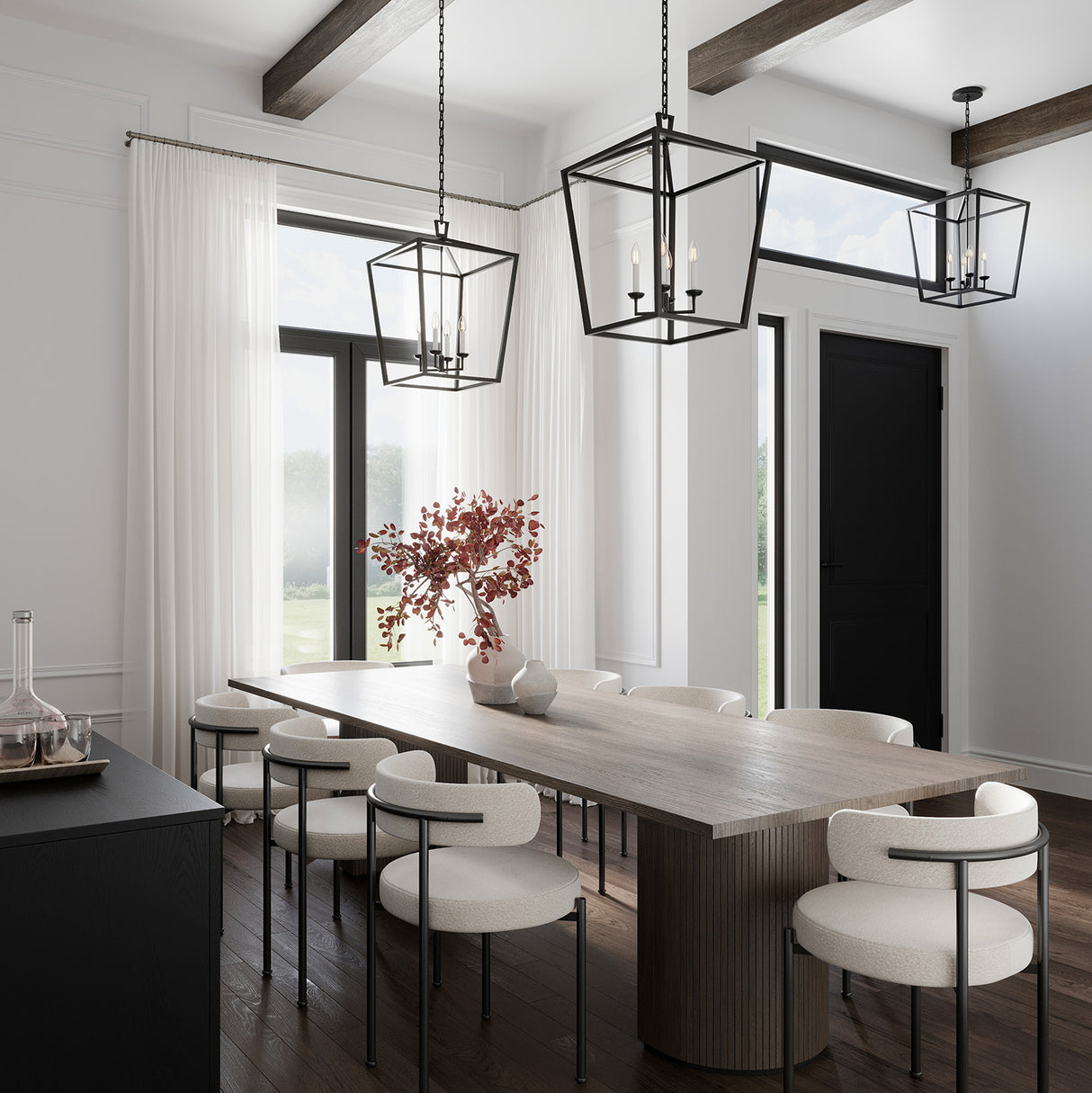 Anover Large Lantern Pendant 17", Matte Black