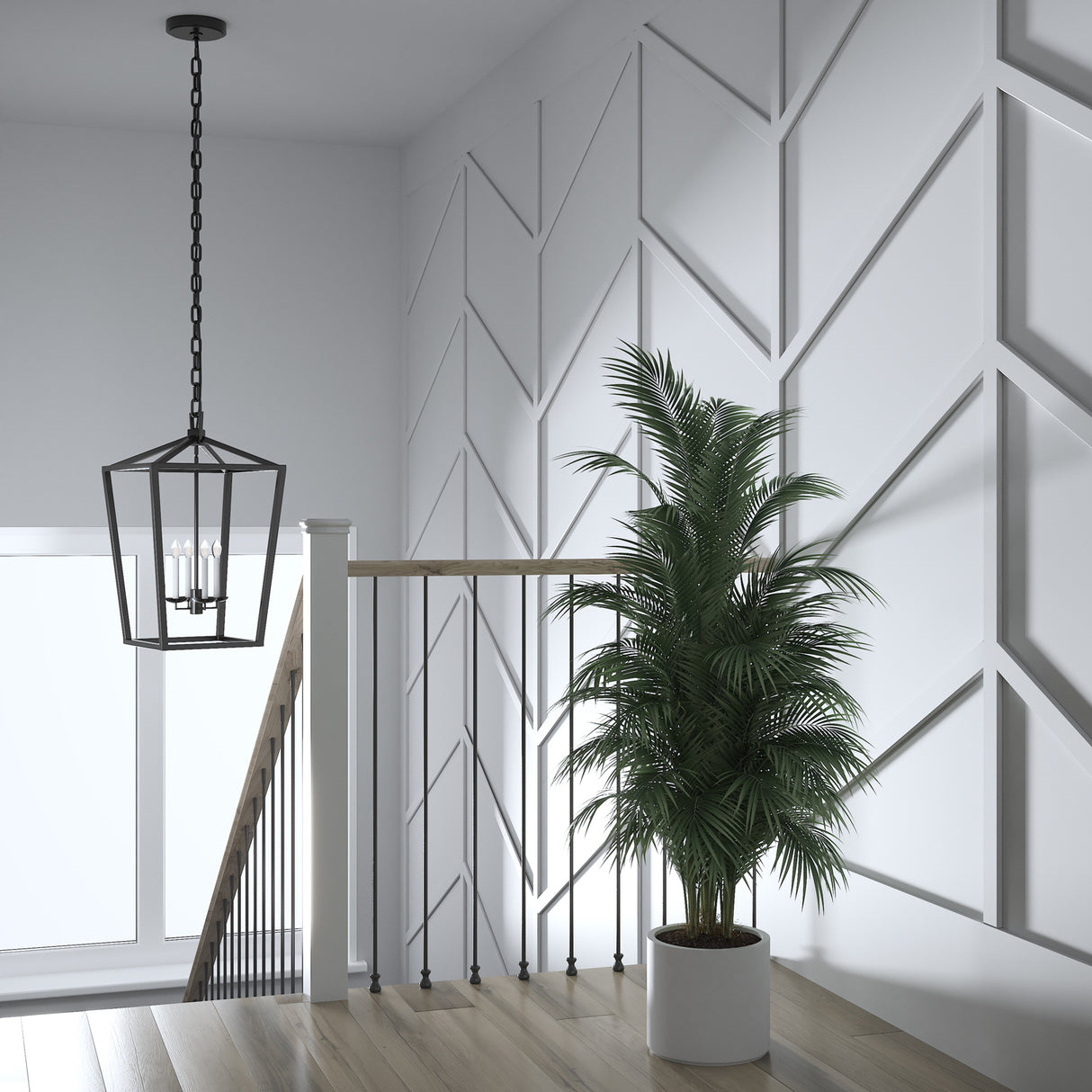 Anover Large Lantern Pendant 17", Matte Black